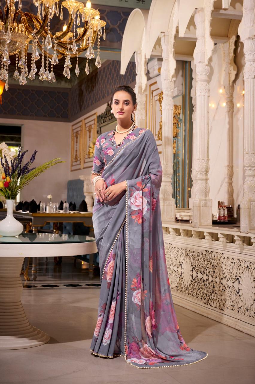 Floral Designer Silk Saree Party Wear Collection
