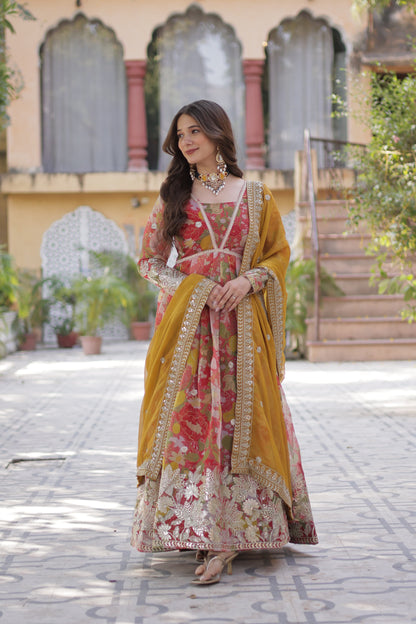 Floral Embroidered Anarkali Set for Festive & Wedding Wear
