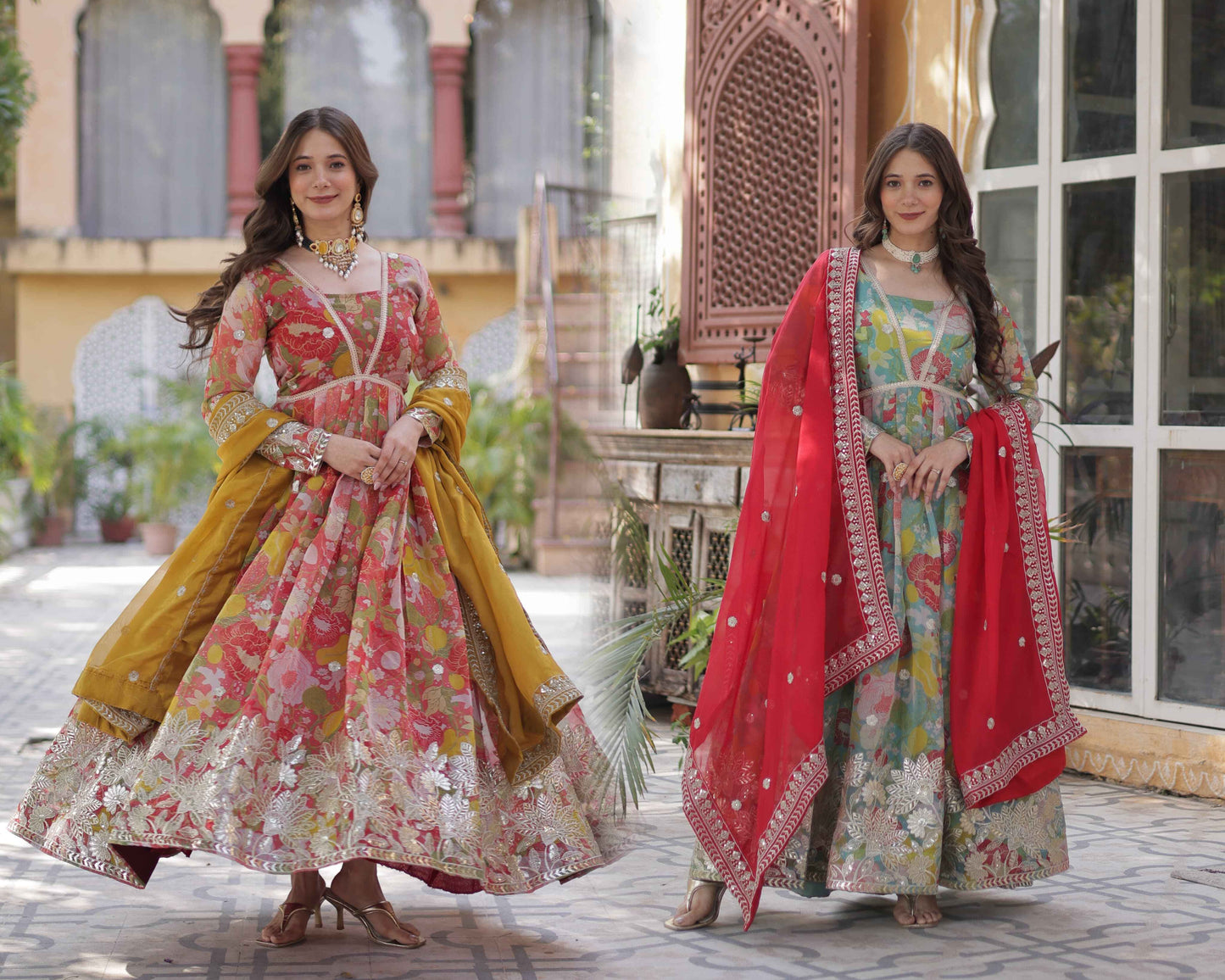 Floral Embroidered Anarkali Set for Festive & Wedding Wear