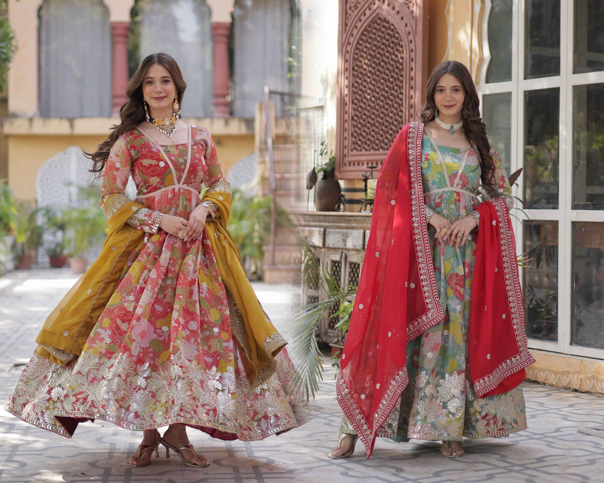 Floral Embroidered Anarkali Set for Festive & Wedding Wear