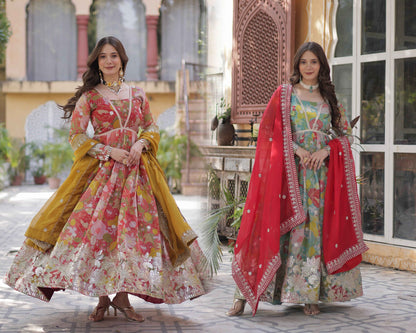 Floral Embroidered Anarkali Set for Festive & Wedding Wear