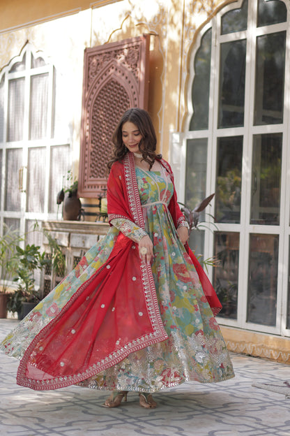 Floral Embroidered Anarkali Set for Festive & Wedding Wear