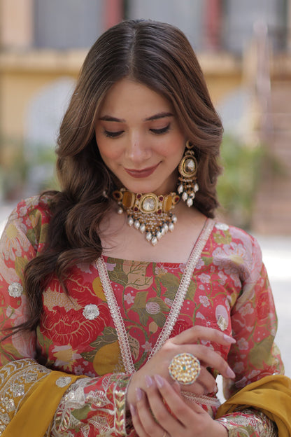 Floral Embroidered Anarkali Set for Festive & Wedding Wear