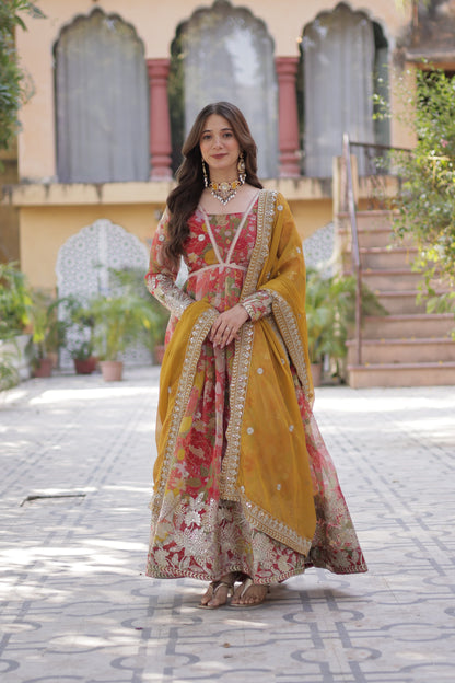 Floral Embroidered Anarkali Set for Festive & Wedding Wear