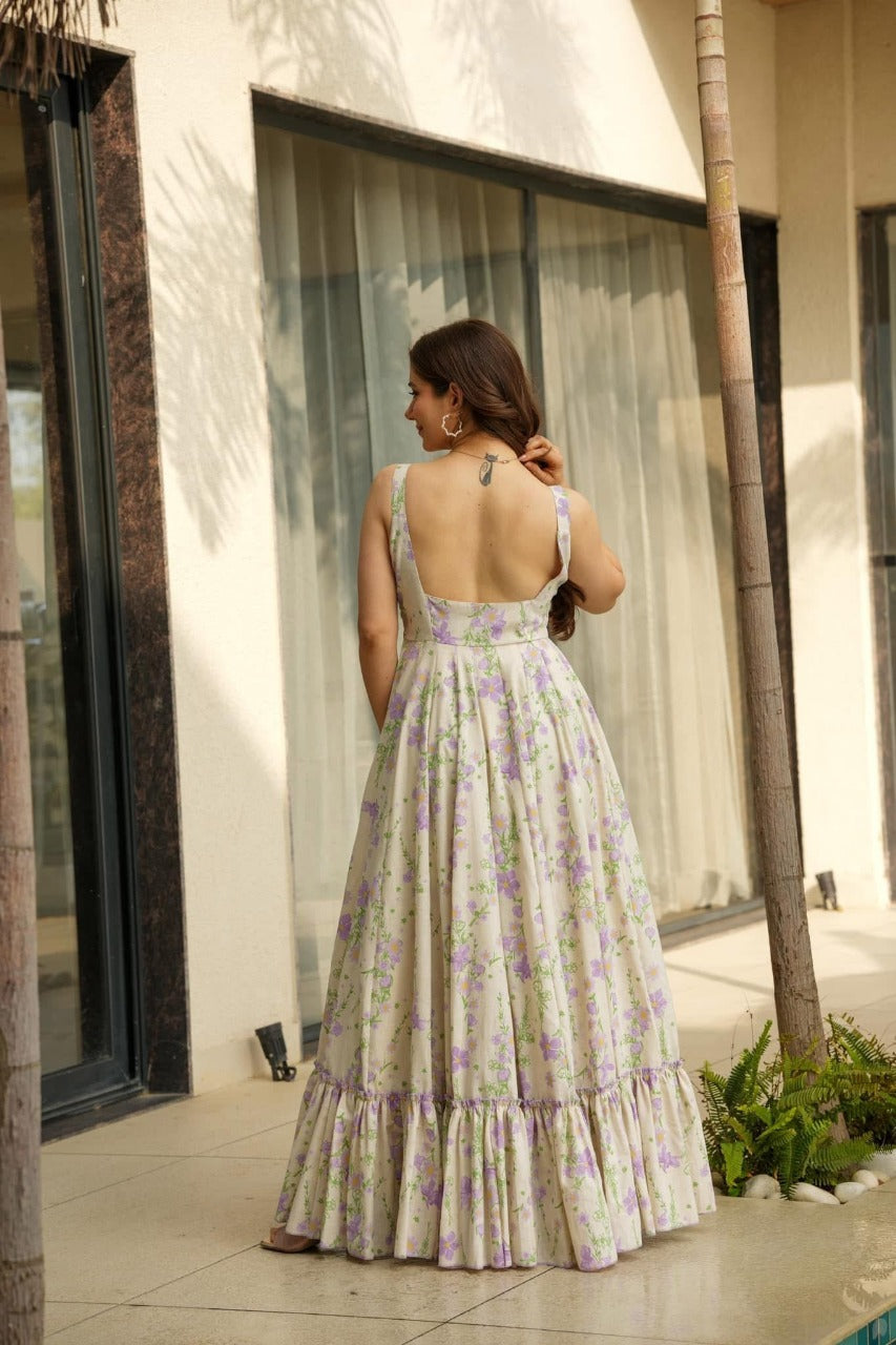 Floral Fit and Flare Rayon Dress for Festive and Daily Wear