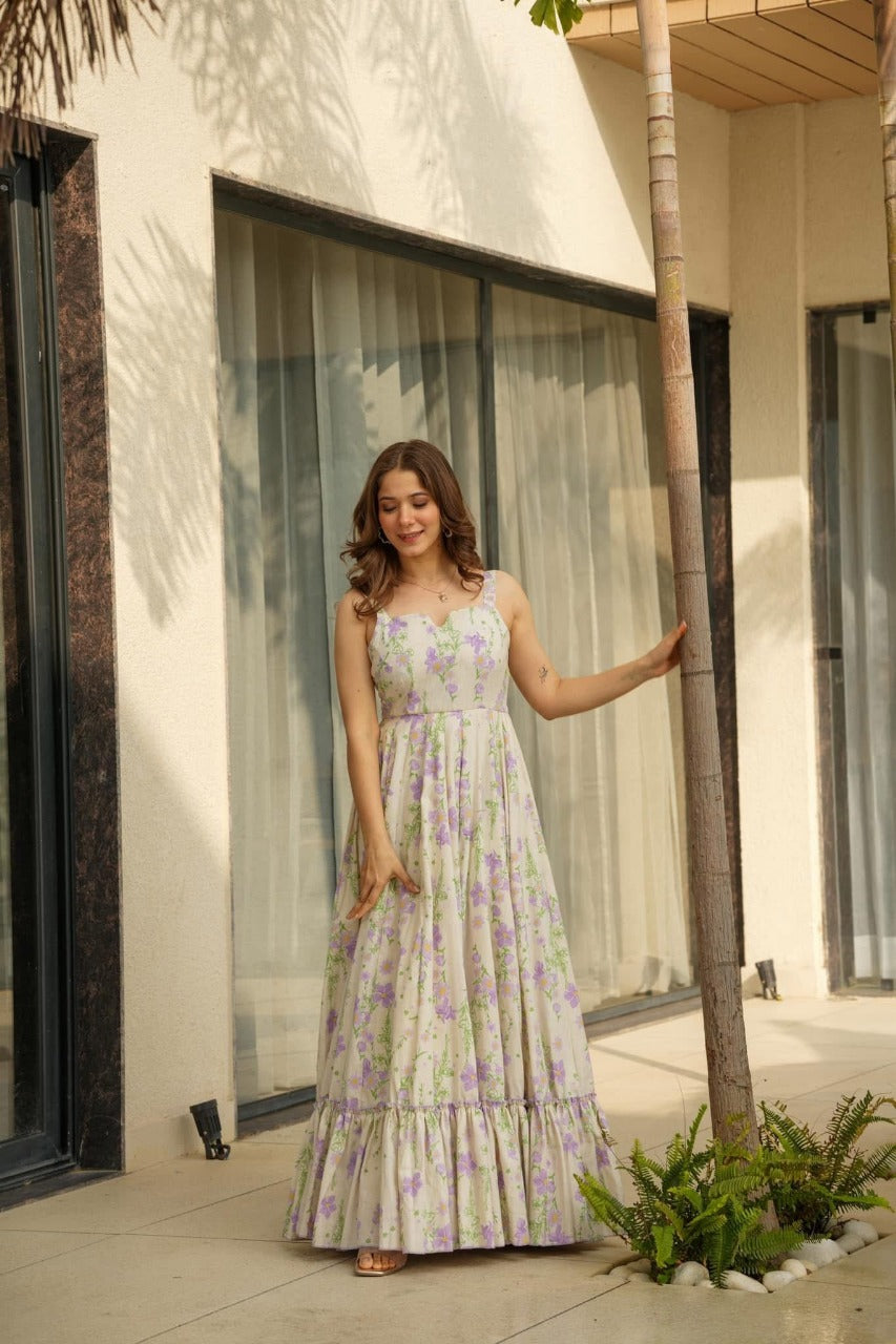 Floral Fit and Flare Rayon Dress for Festive and Daily Wear