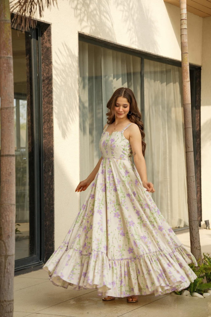 Floral Fit and Flare Rayon Dress for Festive and Daily Wear