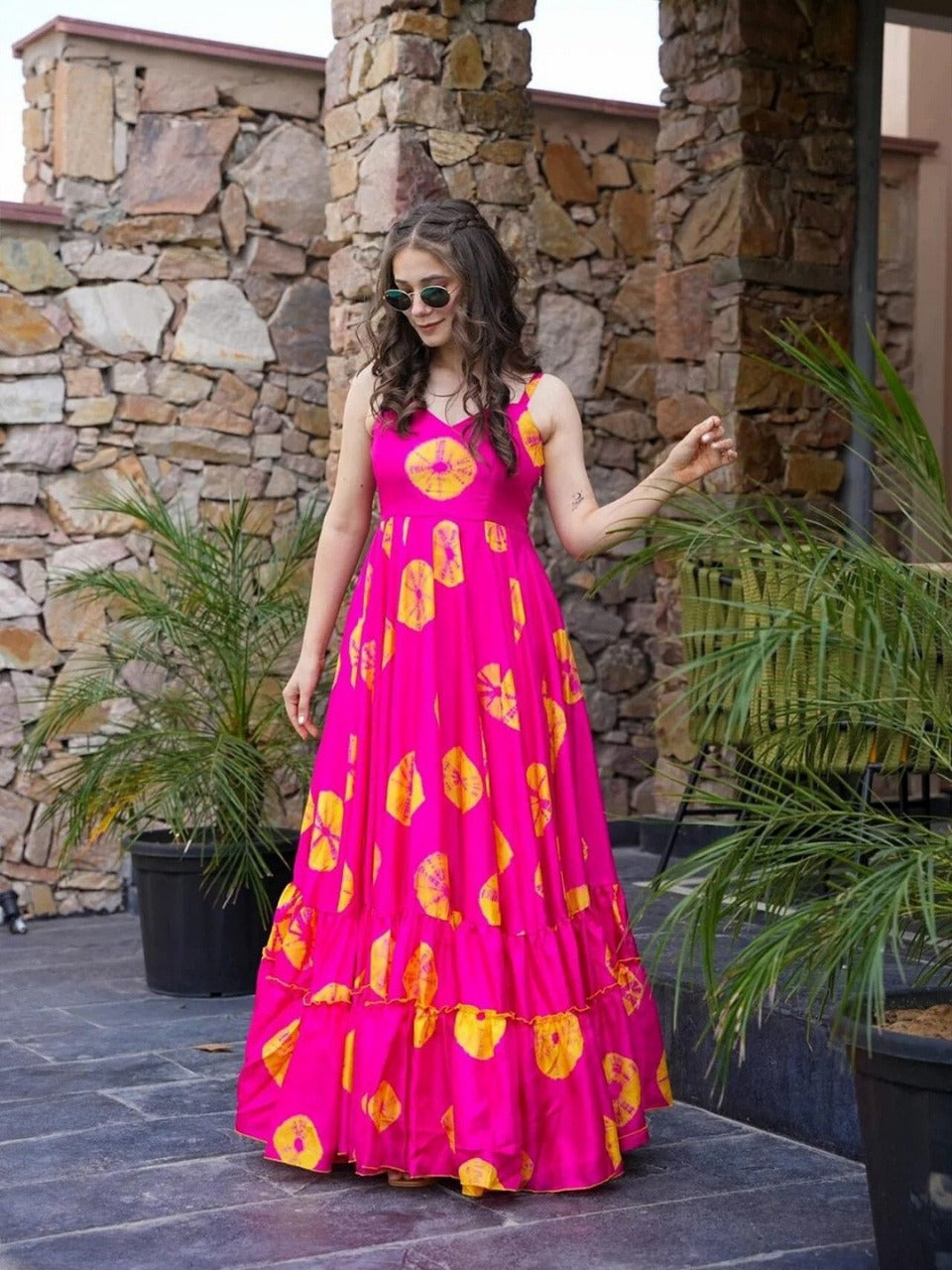 Floral Fit and Flare Rayon Dress for Rakshabandhan & More