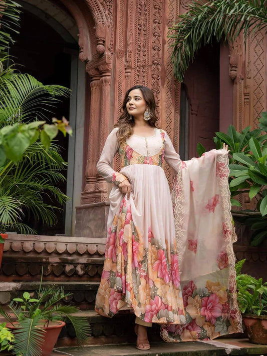 Floral Georgette Gown for Women