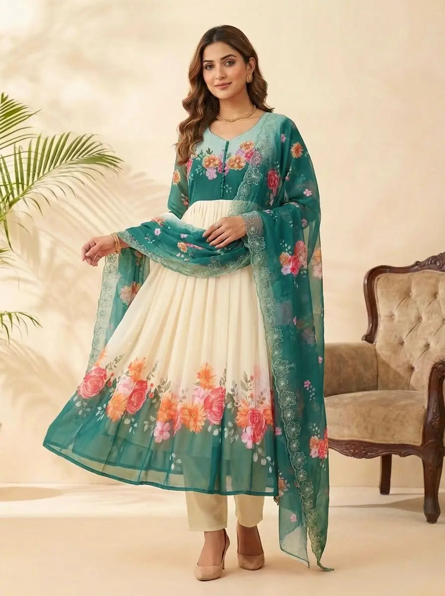 Floral Georgette Gown for Women
