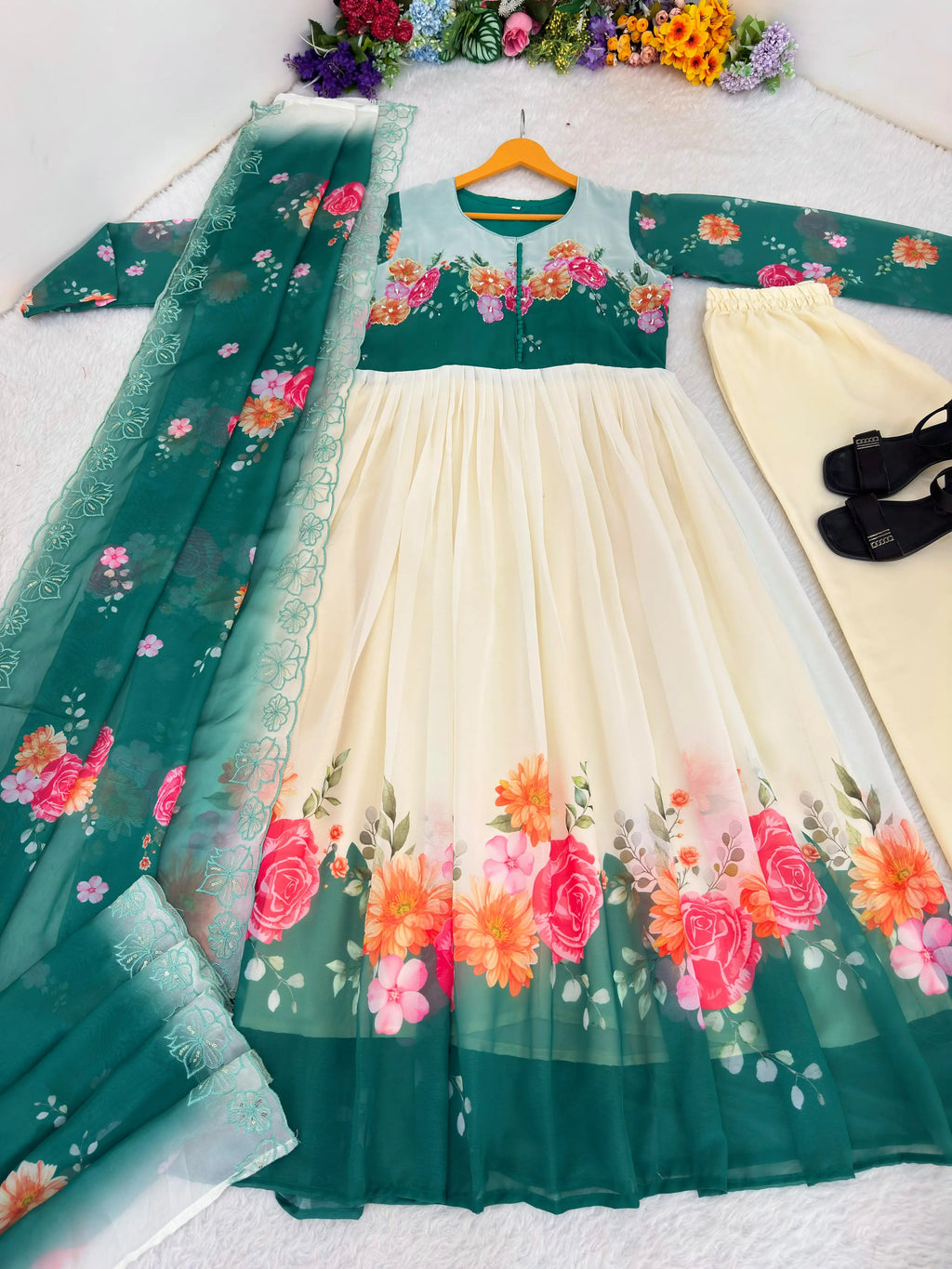 Floral Georgette Gown for Women