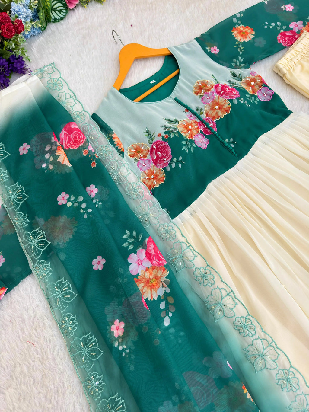 Floral Georgette Gown for Women