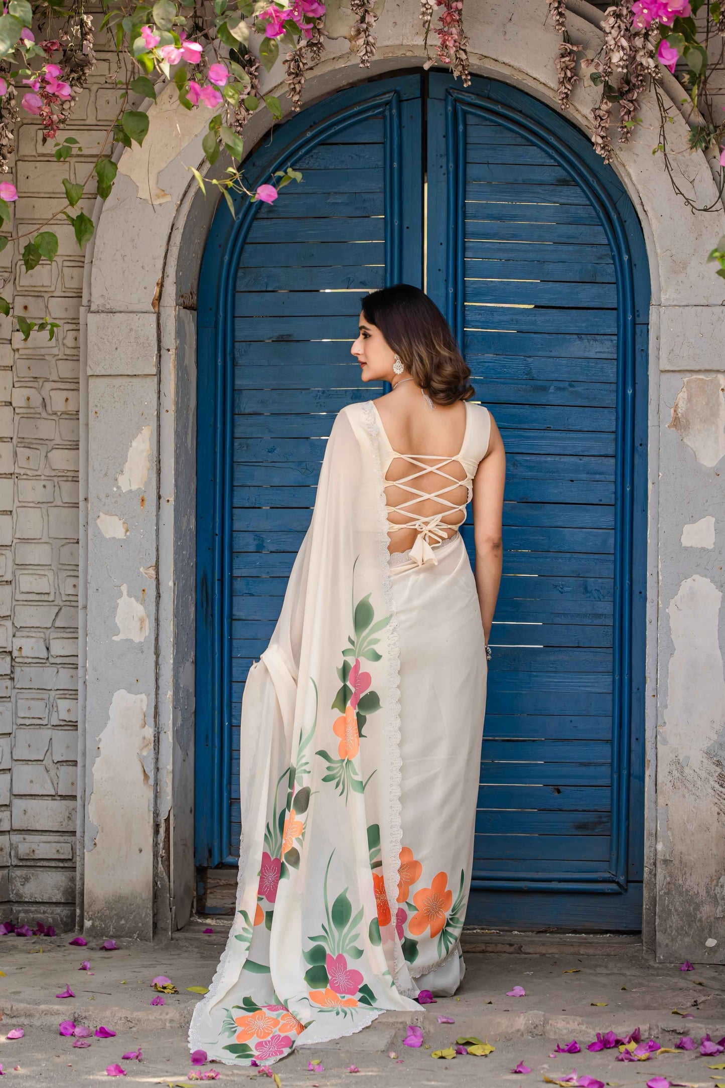 Floral Georgette Saree for Wedding Party Wear