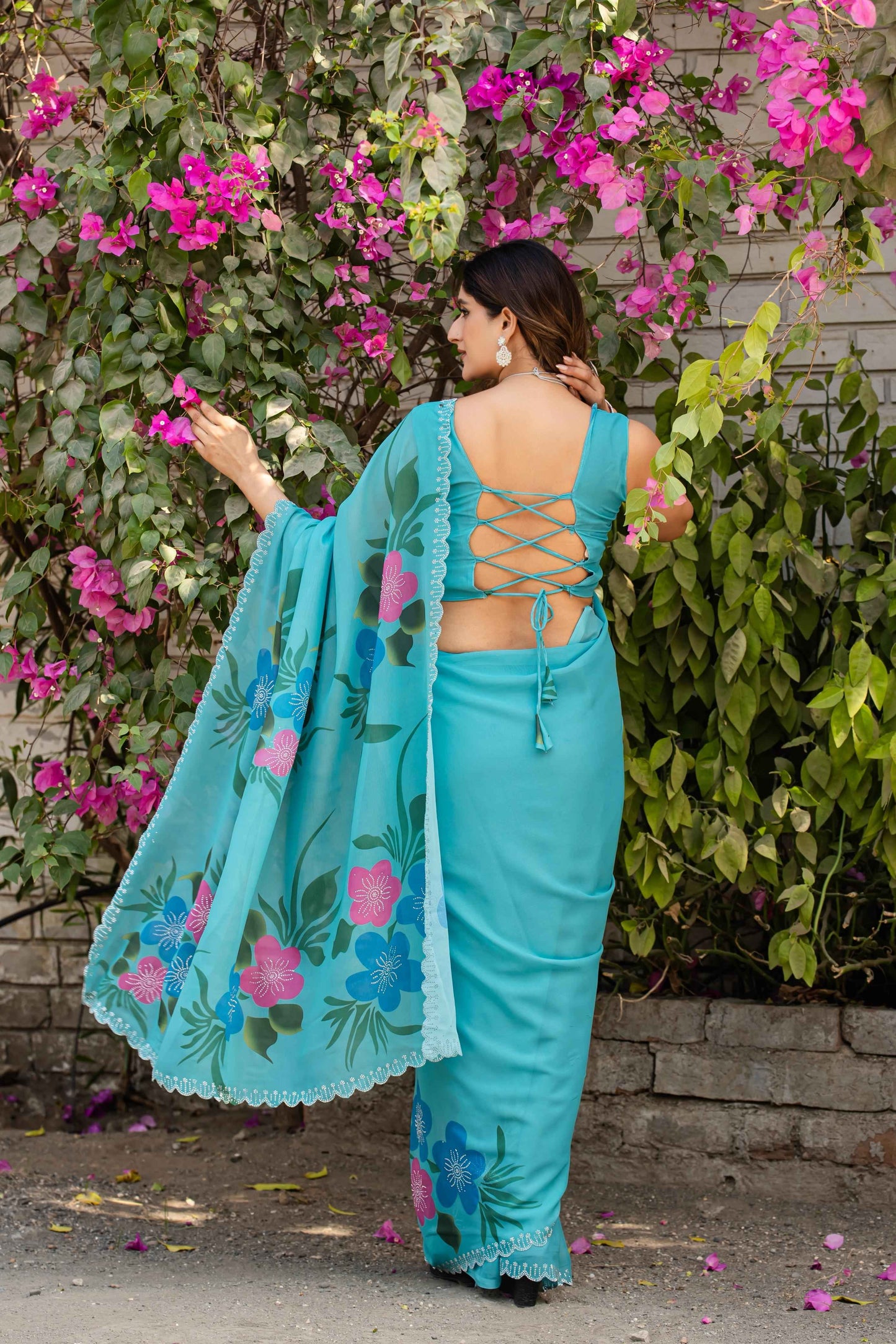Floral Georgette Saree for Wedding Party Wear