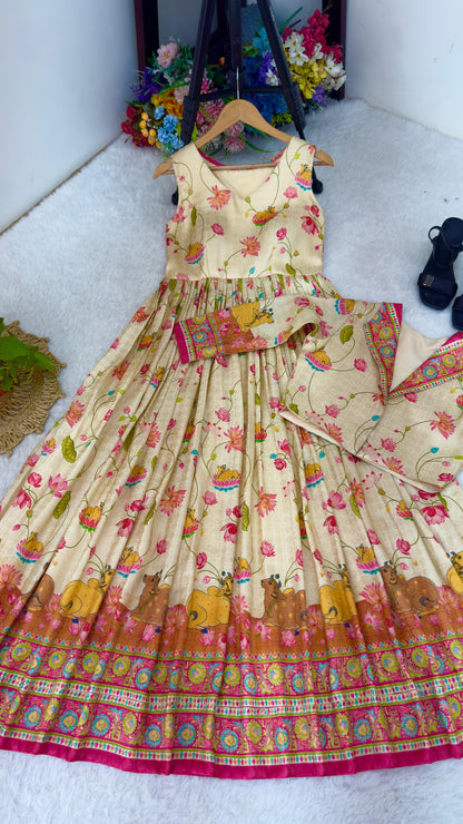Floral Print Anarkali Gown for Women