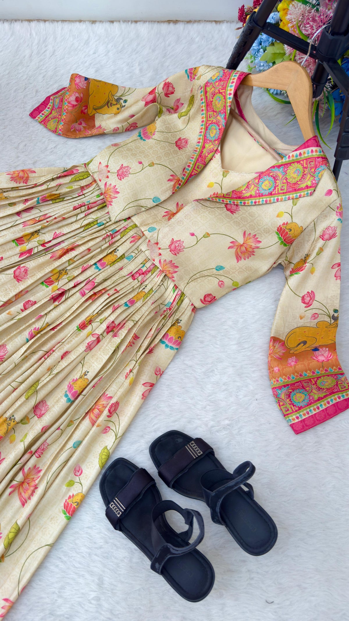 Floral Print Anarkali Gown for Women