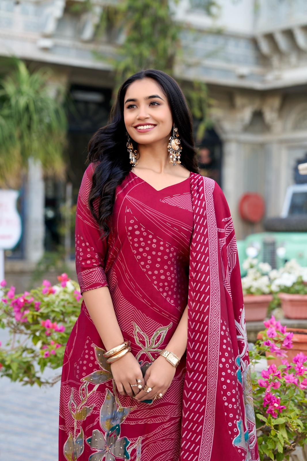 Floral Print Anarkali Suits for Wedding Wear