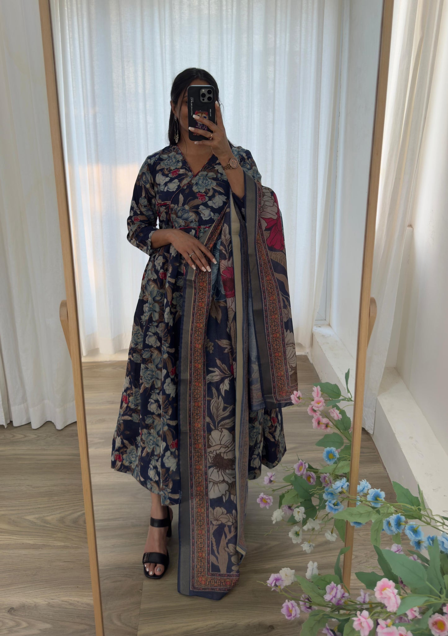 Floral Printed Anarkali Gown Set