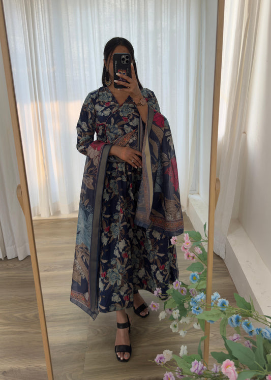 Floral Printed Anarkali Gown Set