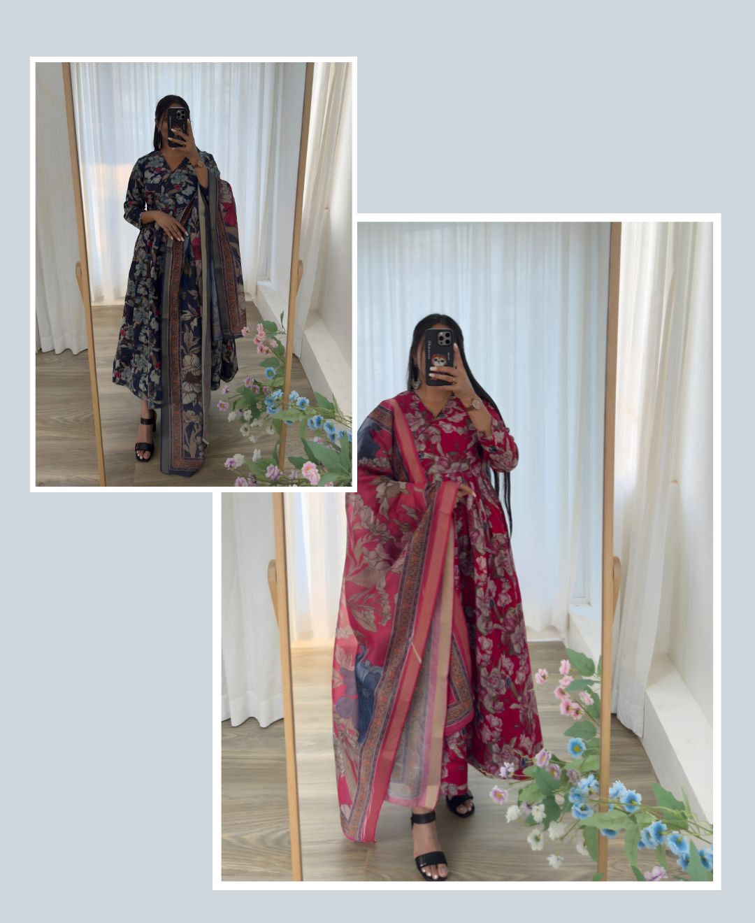 Floral Printed Anarkali Gown Set