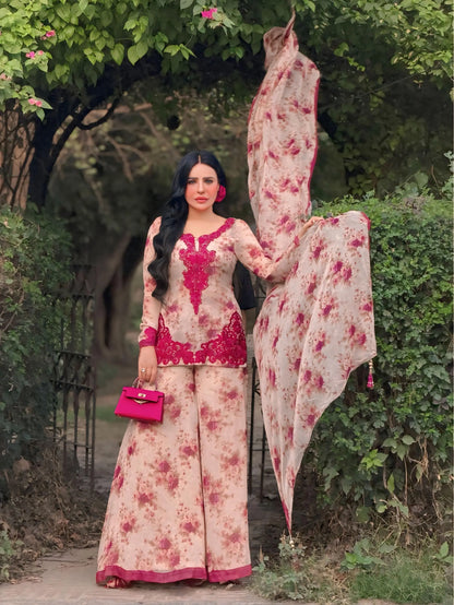Floral Printed Palazzo Suit for Women