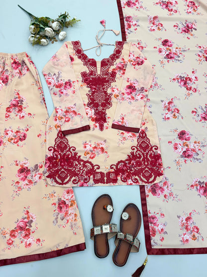 Floral Printed Palazzo Suit for Women