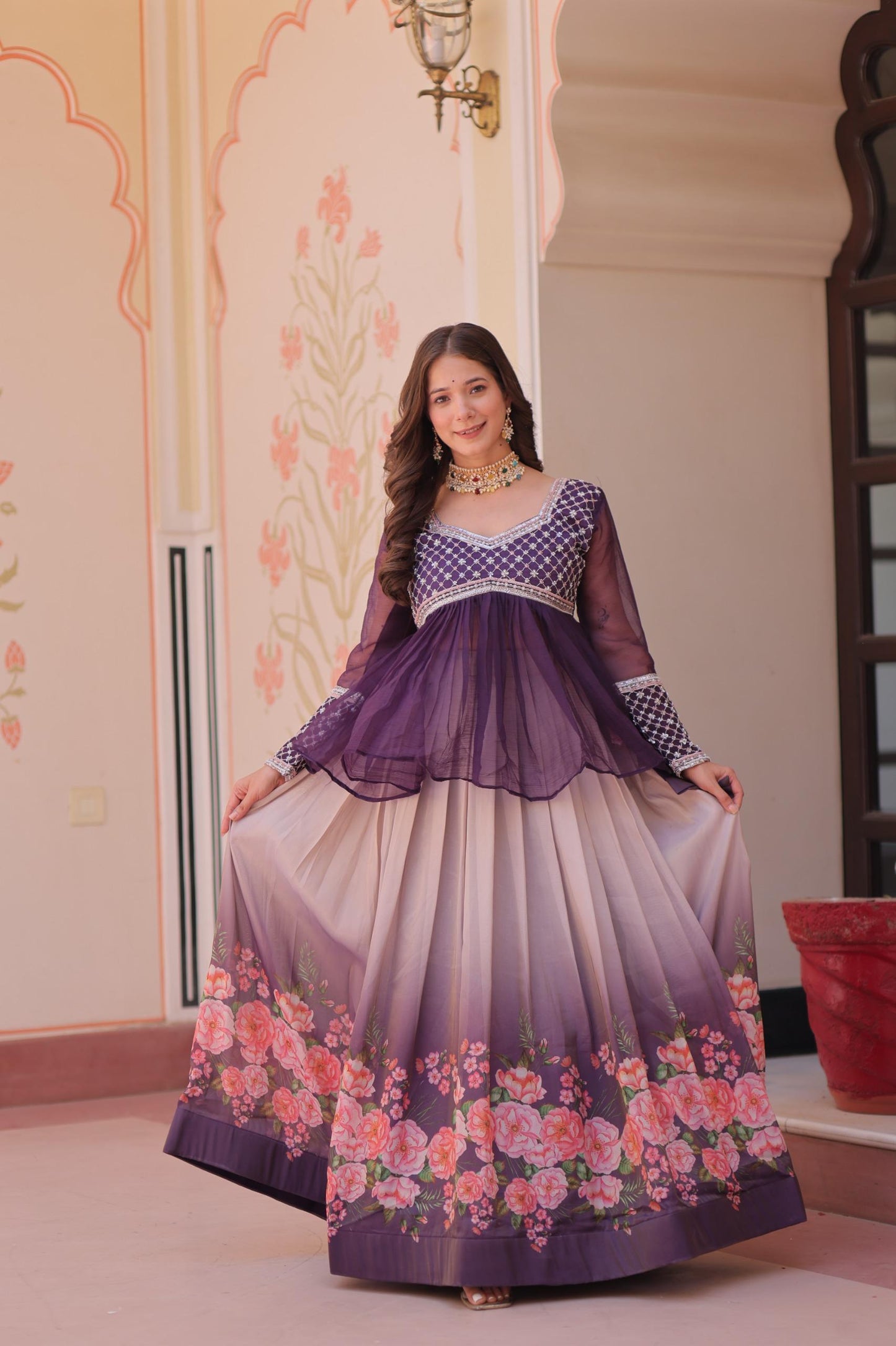 Floral Printed Readymade Lehenga Choli for Wedding & Events