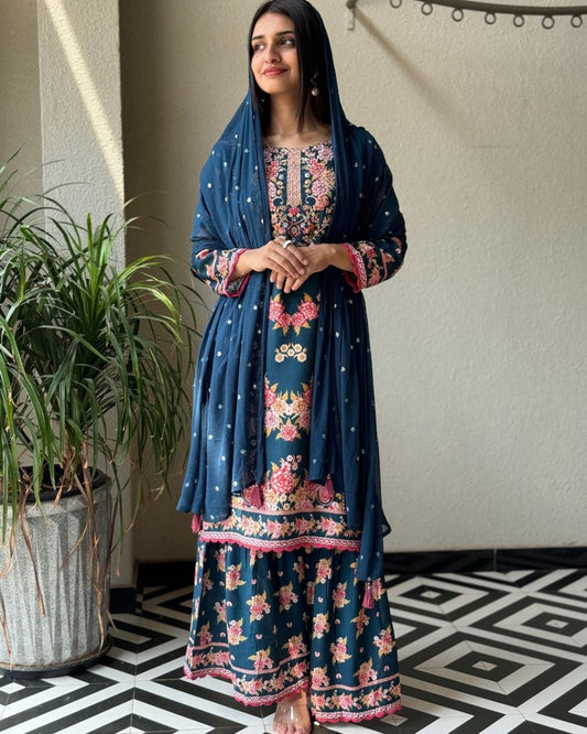 Floral Printed Suit Set with Dupatta for Everyday Elegance