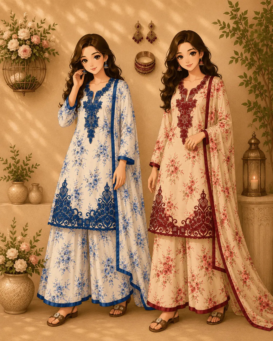 Floral Printed Palazzo Suit for Women