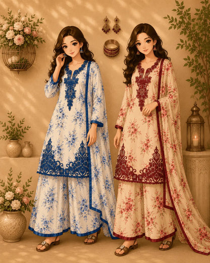 Floral Printed Palazzo Suit for Women