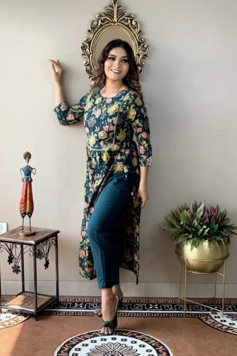 Flower Texture Printed Long Co-Ord Set for Women