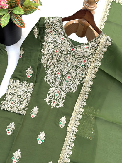 Full Sleeve Top-Bottom And Dupatta Set 