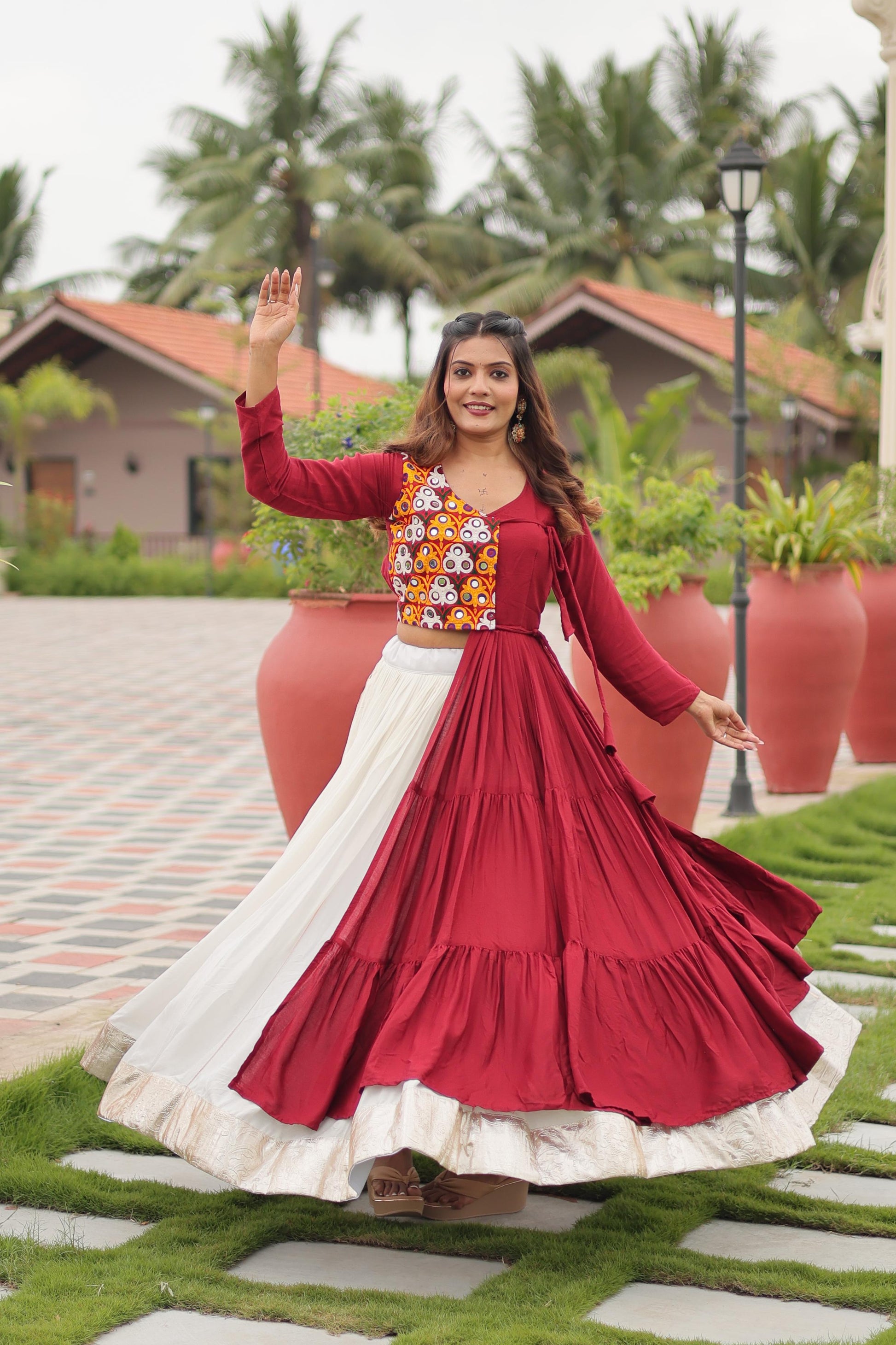 Gamthi Work Cotton Lehenga Choli Set for Festivals