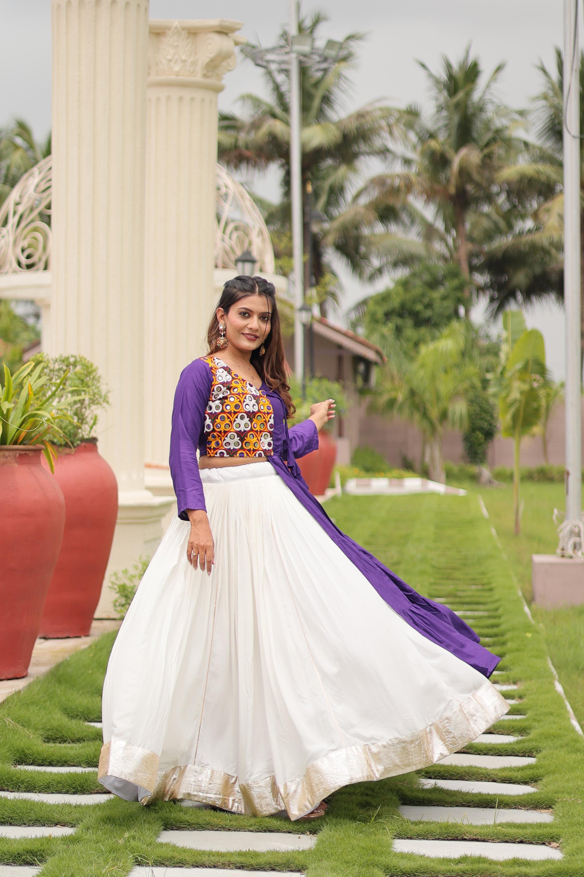 Gamthi Work Cotton Lehenga Choli Set for Festivals