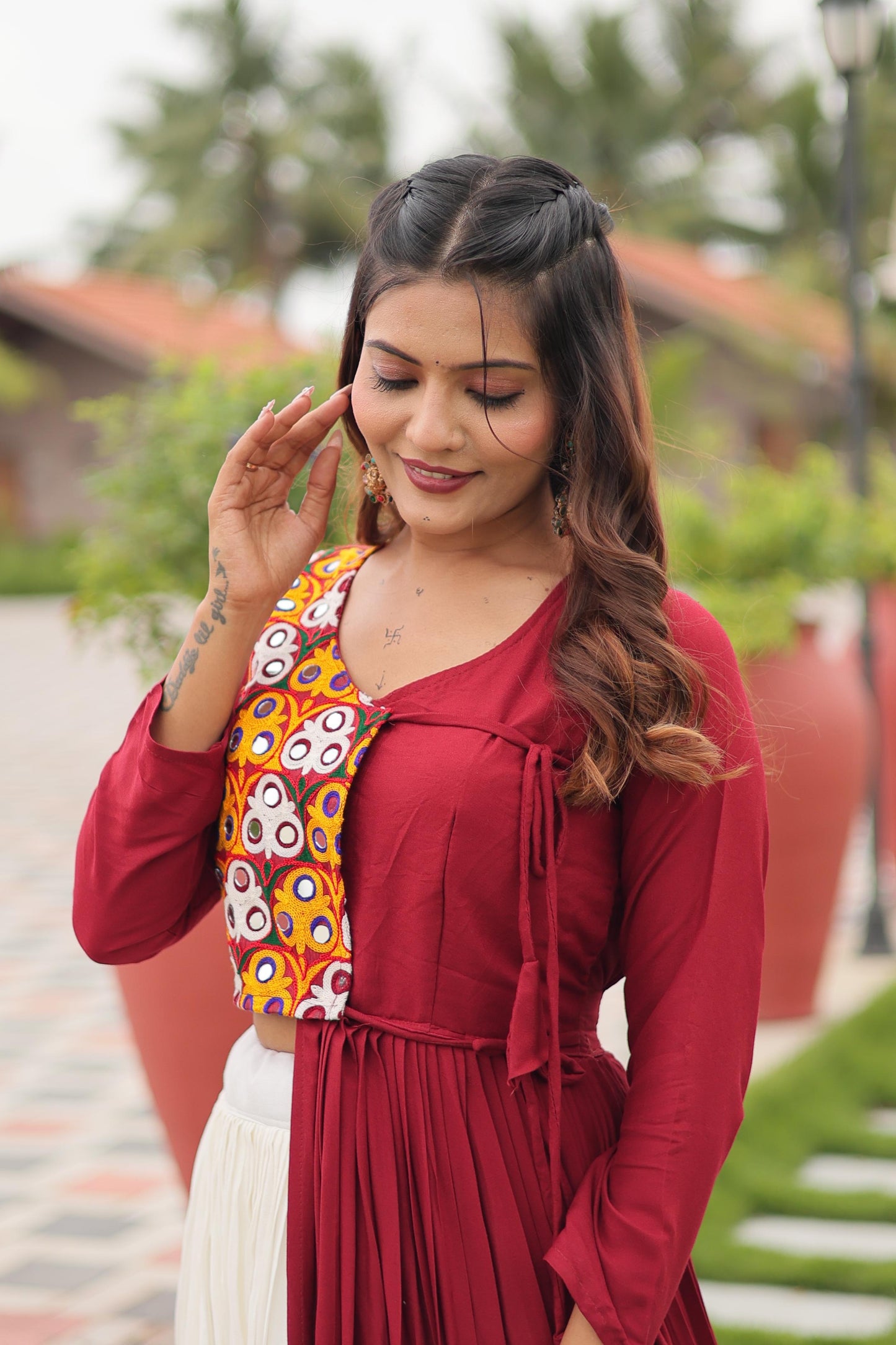 Gamthi Work Cotton Lehenga Choli Set for Festivals