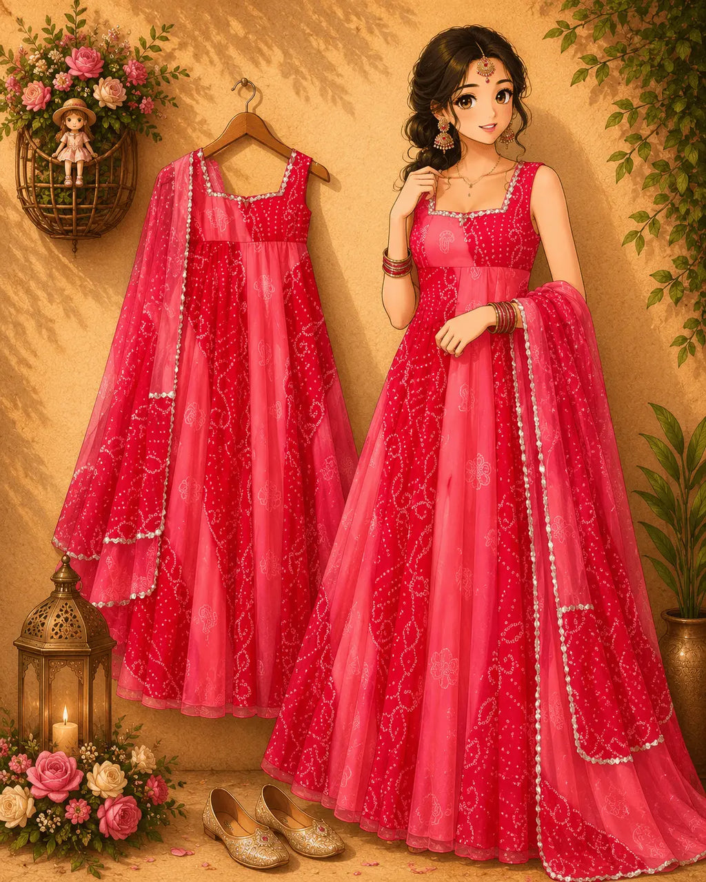 Georgette Chiffon Fox Gown