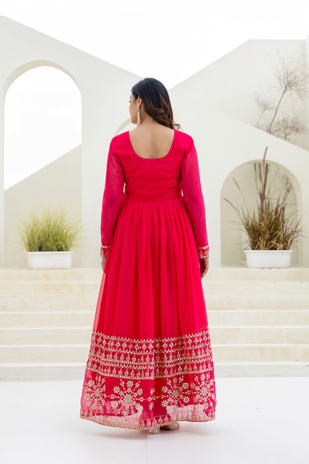 Georgette Embroidered Gown Set for Festive & Wedding Wear
