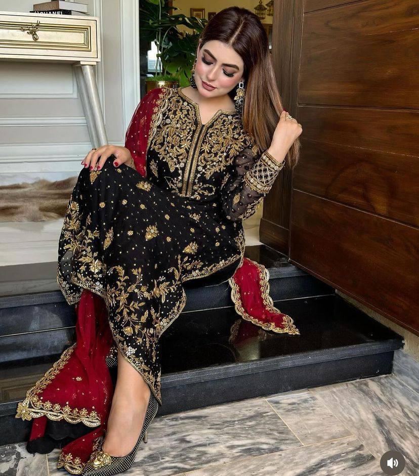 Georgette Embroidered Kurti Set with Dupatta for Events