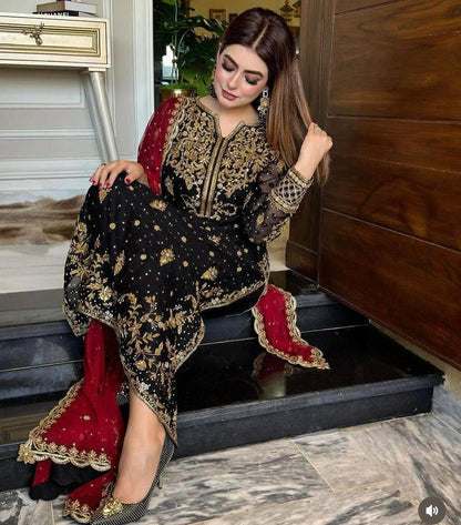 Georgette Embroidered Kurti Set with Dupatta for Events