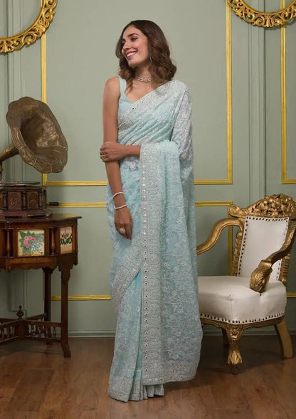 Georgette Embroidered Saree