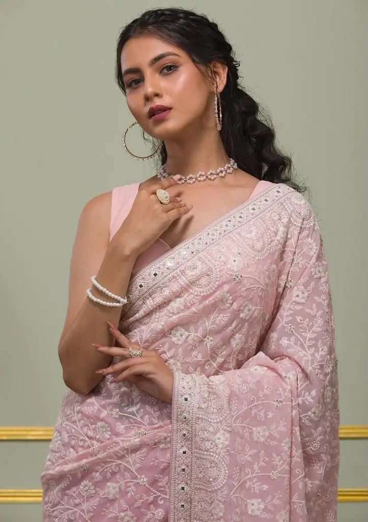 Georgette Embroidered Saree
