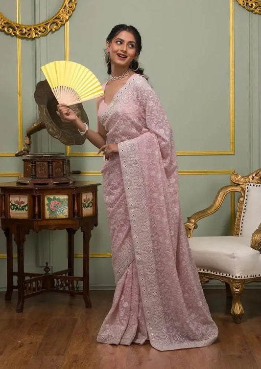 Georgette Embroidered Saree