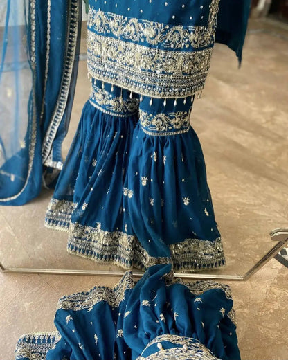 Georgette Kurti Sharara Set