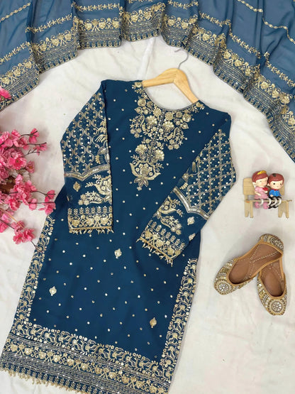 Georgette Kurti Sharara Set