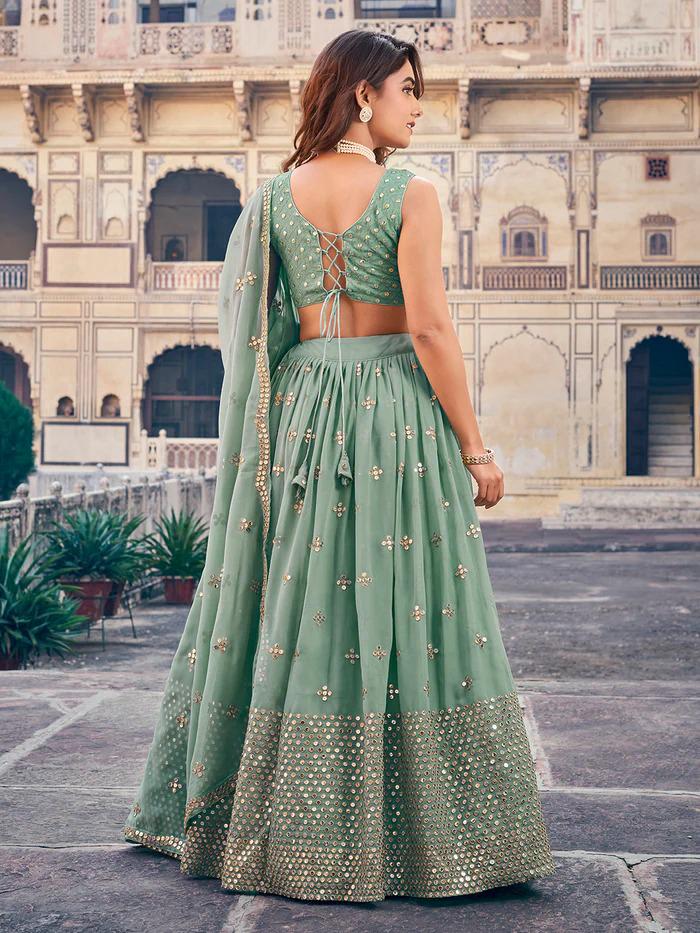 Georgette Lehenga Choli Set with Zari Embroidery