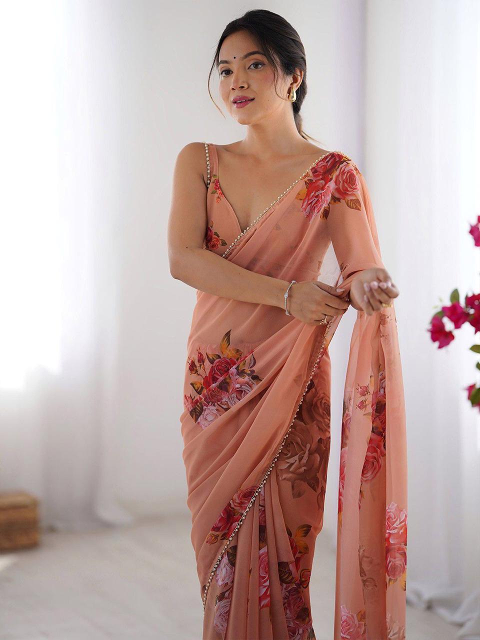 Georgette Printed Saree for Women  Daily Wear