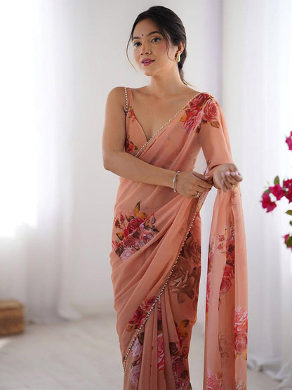 Georgette Printed Saree for Women  Daily Wear