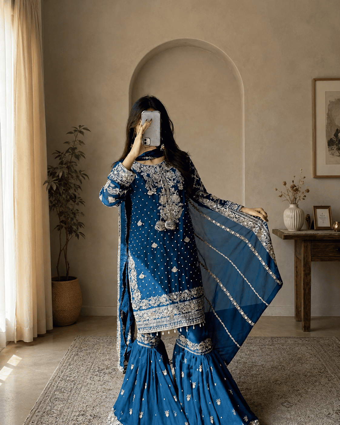 Georgette Kurti Sharara Set