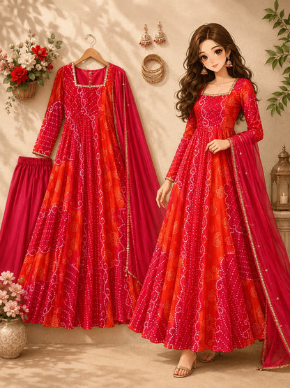 Georgette chiffon Gown Fox Set