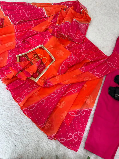 Georgette chiffon Gown Fox Set